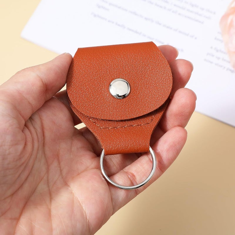 oruola 10pcs Guitar Pick Holder Keychain Leather,Leather Guitar Pick Keychain,Guitars Picks Holders Case,Coin Quarter Holder Keychains (Black and Brown) - Image 4